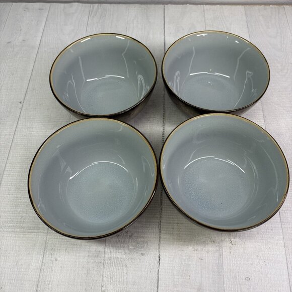 Food Network ANGELICA Blue Bronze Metallic Stoneware 6" Soup Cereal Bowls Set 4 - Picture 7 of 16
